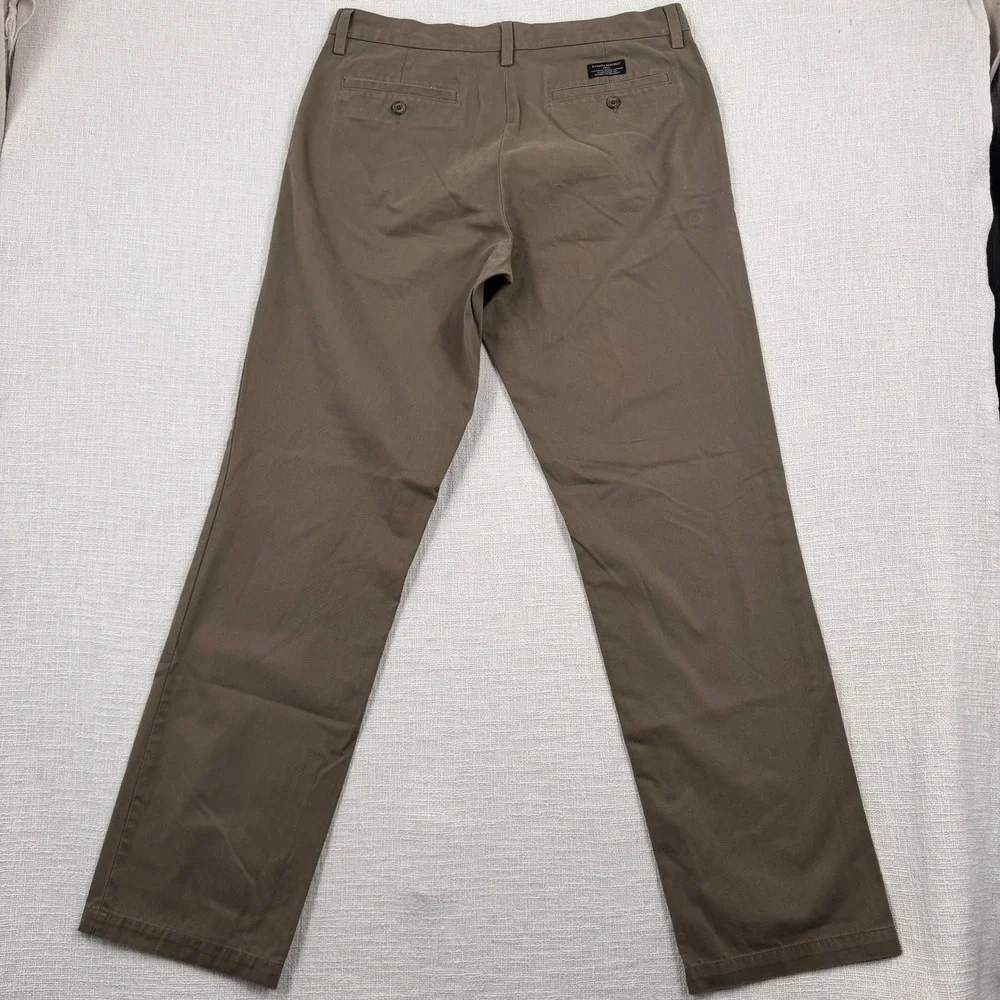 Banana Republic Gavin Straight Leg Chino Men 33x34 Moose Brown Cotton Flat Front